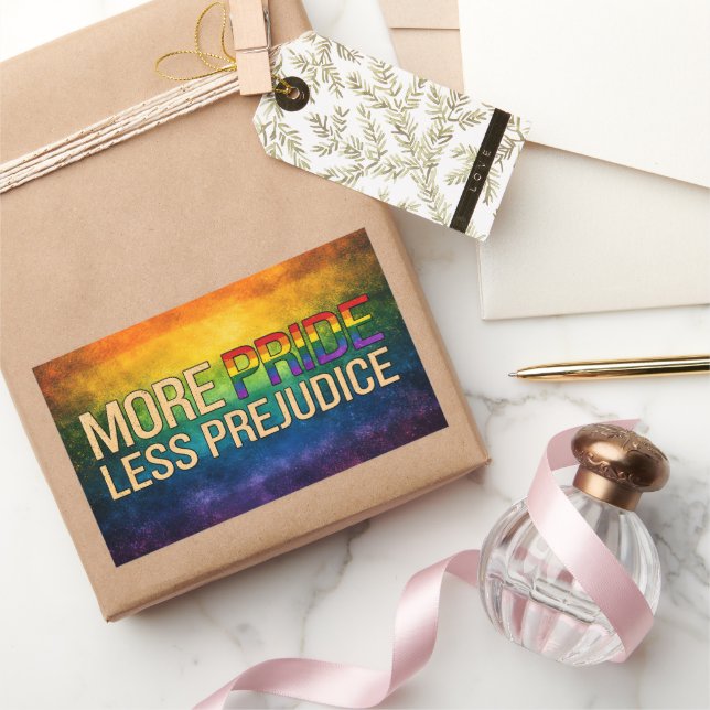 Pegatina Rectangular Más Orgullo Menos Prejuicio Mes del Orgullo LGBTQ (Regalar)