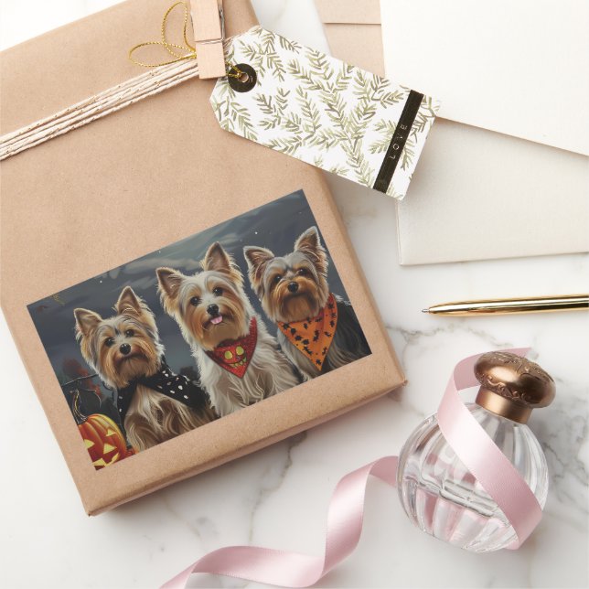 Pegatina Rectangular Más Terrier Halloween Spooky (Regalar)