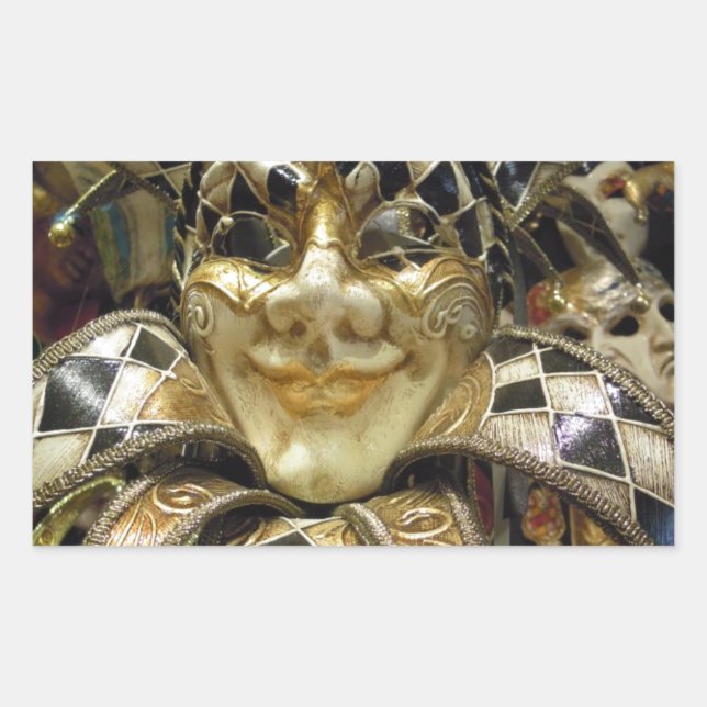 Pegatina Rectangular Máscara de Carnaval espeluznante (Anverso)