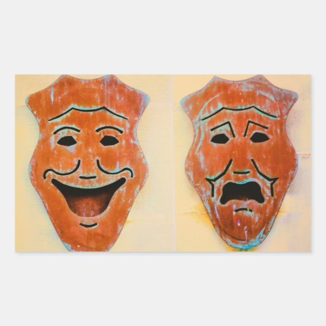 Pegatina Rectangular Máscaras del teatro (Anverso)