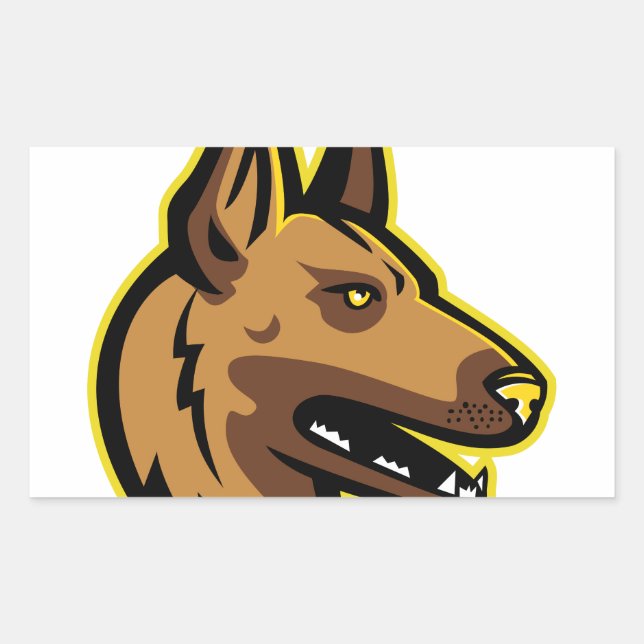 Pegatina Rectangular Mascota de perro malinois de Bélgica (Anverso)