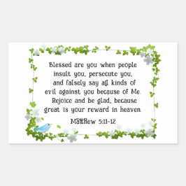 Pegatina Rectangular Mateo 5:11-12 Bienaventurados sois bíblicos
