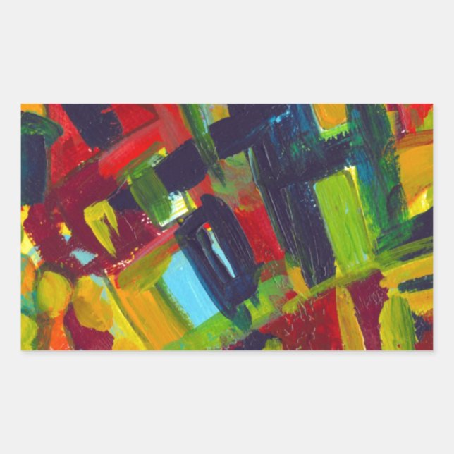Pegatina Rectangular Material gráfico abstracto colorido de Kandinsky 3 (Anverso)