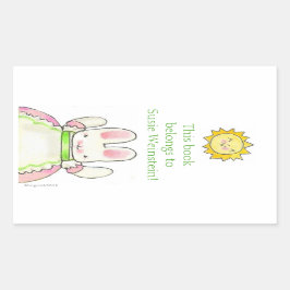 Pegatina Rectangular Matrícula de conejo rosa