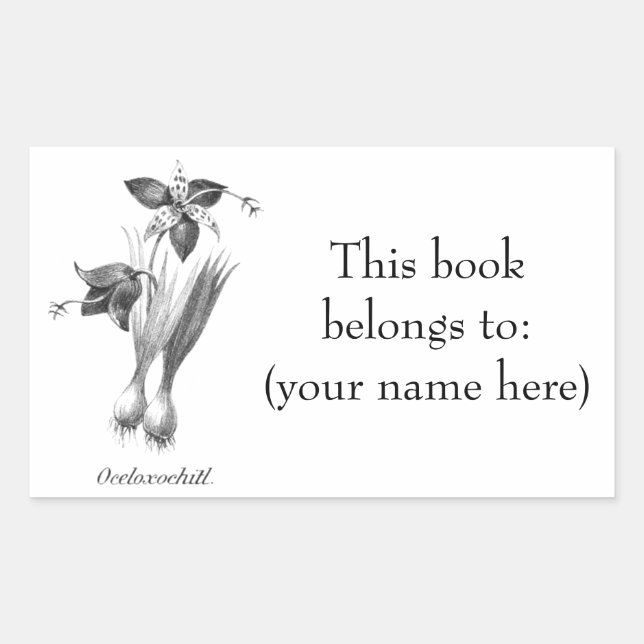 Pegatina Rectangular Matrícula de flores de tigre de época (Anverso)