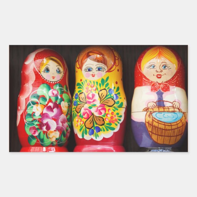 Pegatina Rectangular Matryoshka Dolls (Anverso)