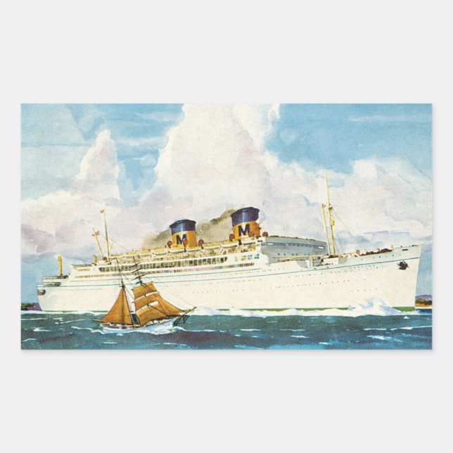 Pegatina Rectangular Matson Liner a Hawaii (Anverso)