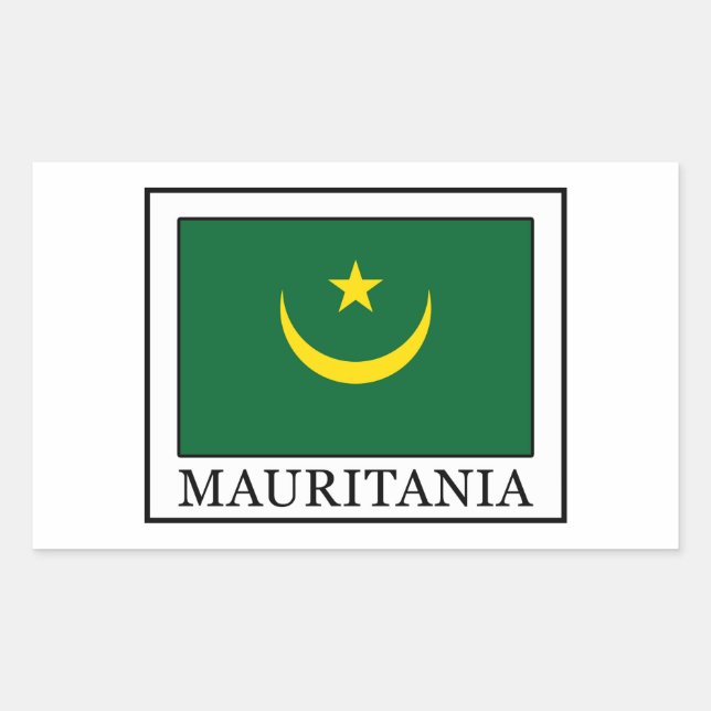 Pegatina Rectangular Mauritania (Anverso)