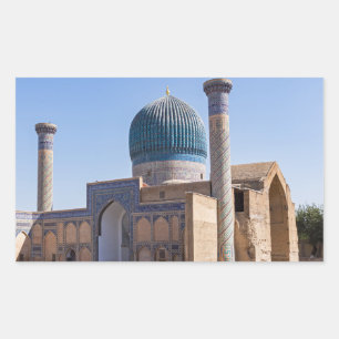 Pegatina Rectangular Mausoleo de Amir Timur - Samarcanda, Uzbekistán