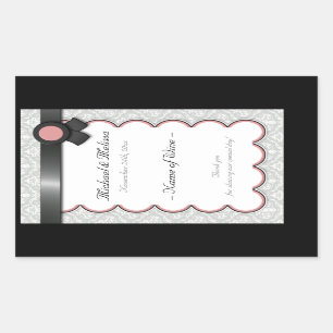 Pegatina Rectangular Mauve & Gray Damask Bodas Bodegas de vino