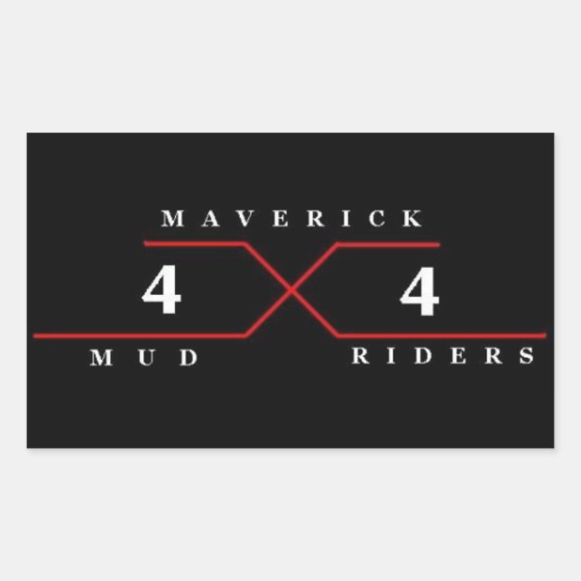 Pegatina Rectangular Maverick Mud Riders (Anverso)