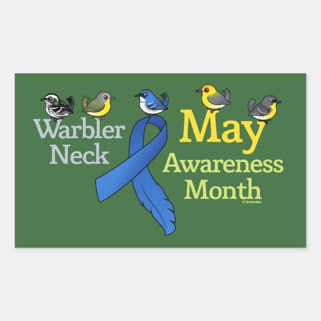 Pegatina Rectangular May Warbler Neck Awareness Month (Anverso)