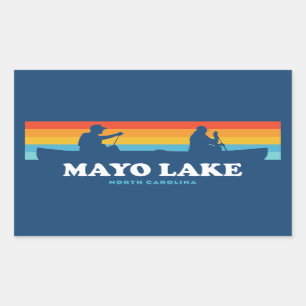 Pegatina Rectangular Mayo Lake North Carolina Canoe