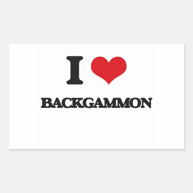 Pegatina Rectangular Me encanta el Backgammon (Anverso)
