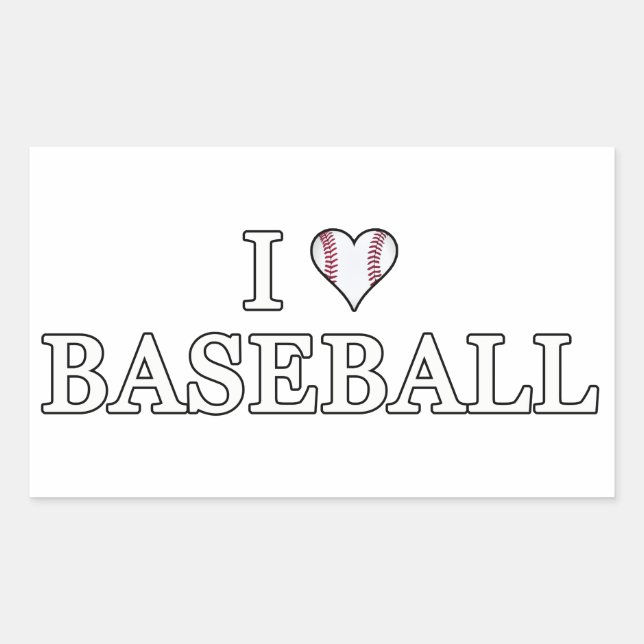Pegatina Rectangular Me encanta el béisbol (Anverso)