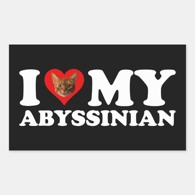 Pegatina Rectangular Me encanta (el corazón) mi abysiniano (Anverso)