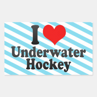 Pegatina Rectangular Me encanta el hockey submarino