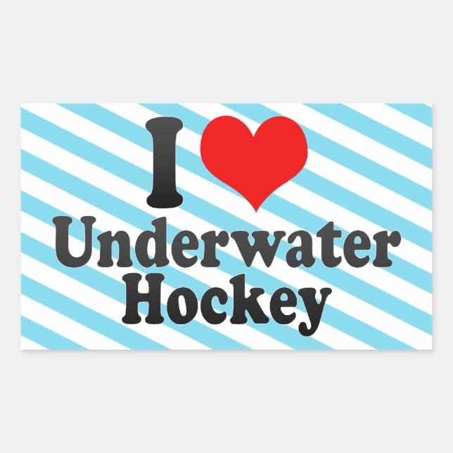 Pegatina Rectangular Me encanta el hockey submarino (Anverso)