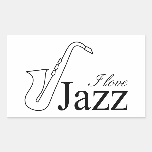 Pegatina Rectangular Me encanta el jazz (Anverso)
