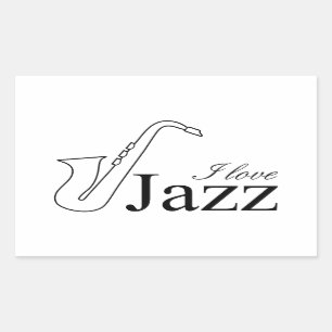 Pegatina Rectangular Me encanta el jazz
