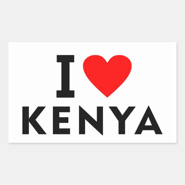 Pegatina Rectangular Me encanta el país de Kenia como el turismo de via (Anverso)