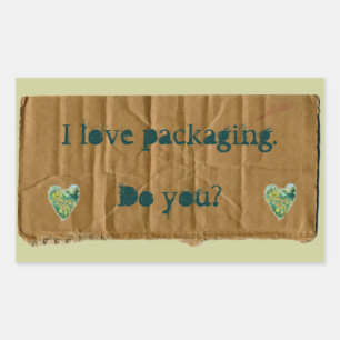Pegatina Rectangular Me encanta empacar con corazones