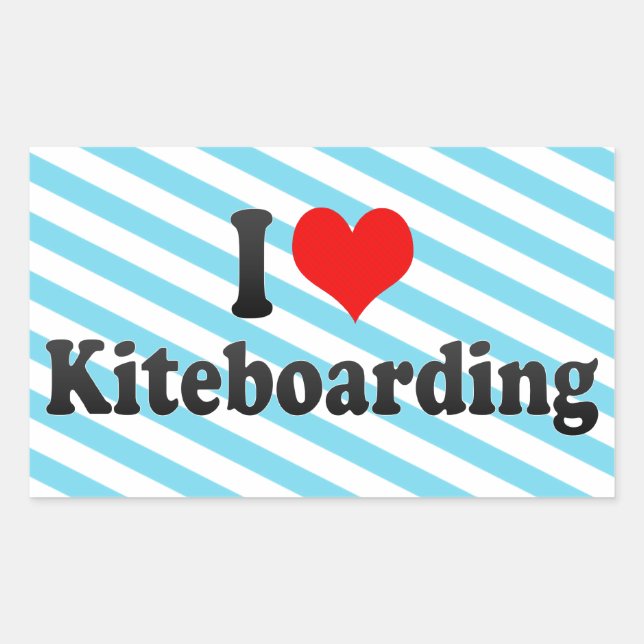 Pegatina Rectangular Me encanta Kiteboarding (Anverso)