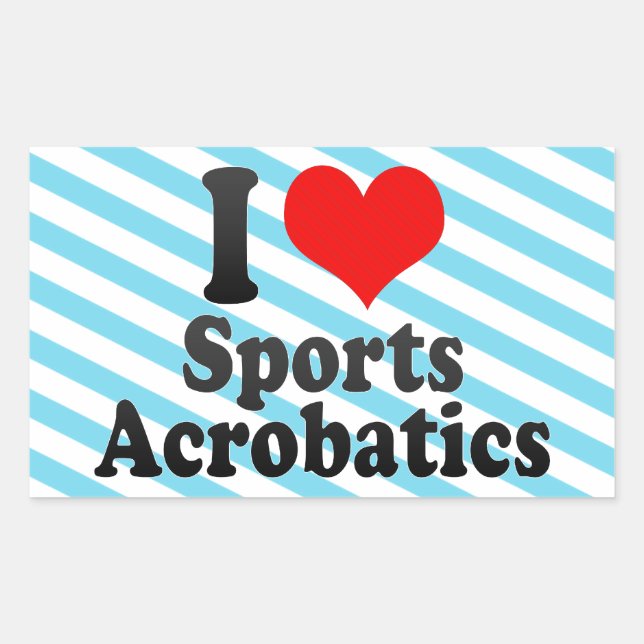 Pegatina Rectangular Me encanta la acrobacia deportiva (Anverso)