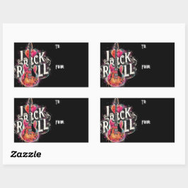 Pegatina Rectangular Me encanta la pintura de guitarra eléctrica Rock N