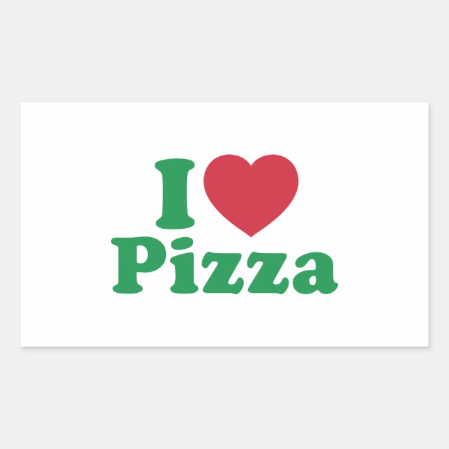 Pegatina Rectangular Me encanta la pizza (Anverso)
