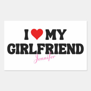 Pegatina Rectangular Me encanta mi nombre personalizado romántico de no