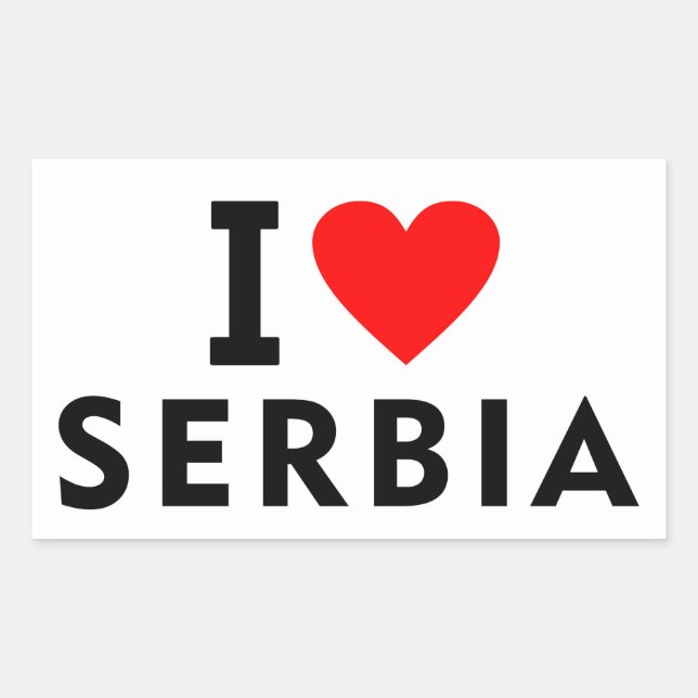 Pegatina Rectangular Me encanta Serbia como turismo de viajes al corazó (Anverso)
