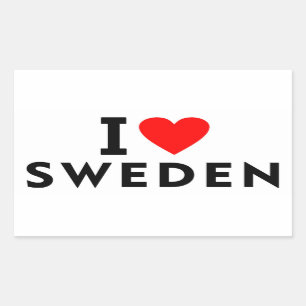 Pegatina Rectangular Me encanta Suecia como turismo de viajes al corazó