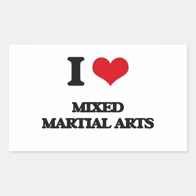 Pegatina Rectangular Me encantan las artes marciales mixtas (Anverso)