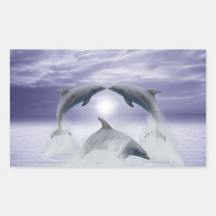 Pegatina Rectangular Me encantan los delfines