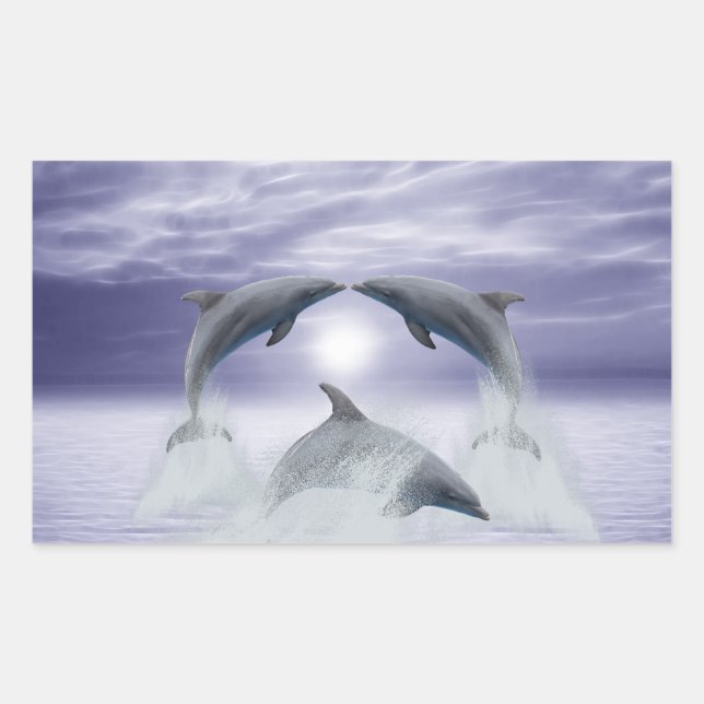 Pegatina Rectangular Me encantan los delfines (Anverso)
