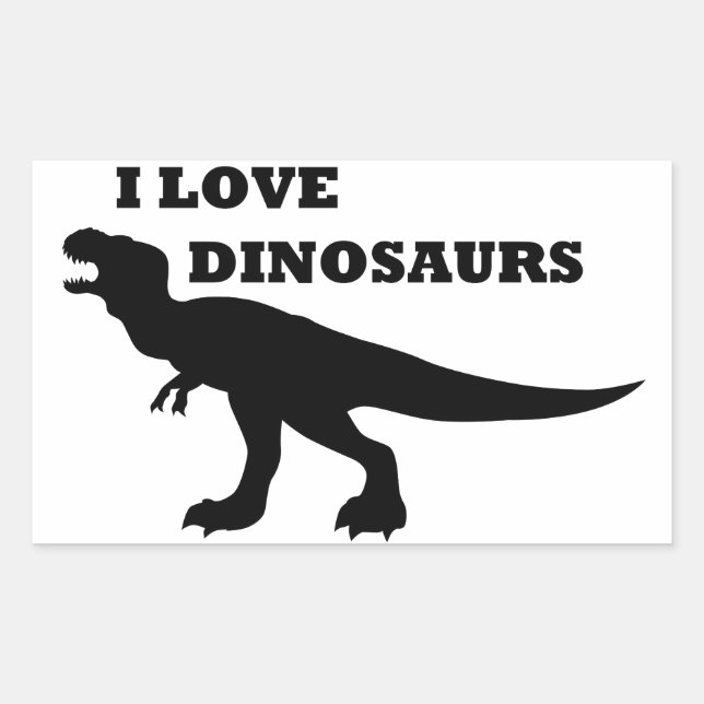 Pegatina Rectangular ¡Me Encantan Los Dinosaurios! (Anverso)
