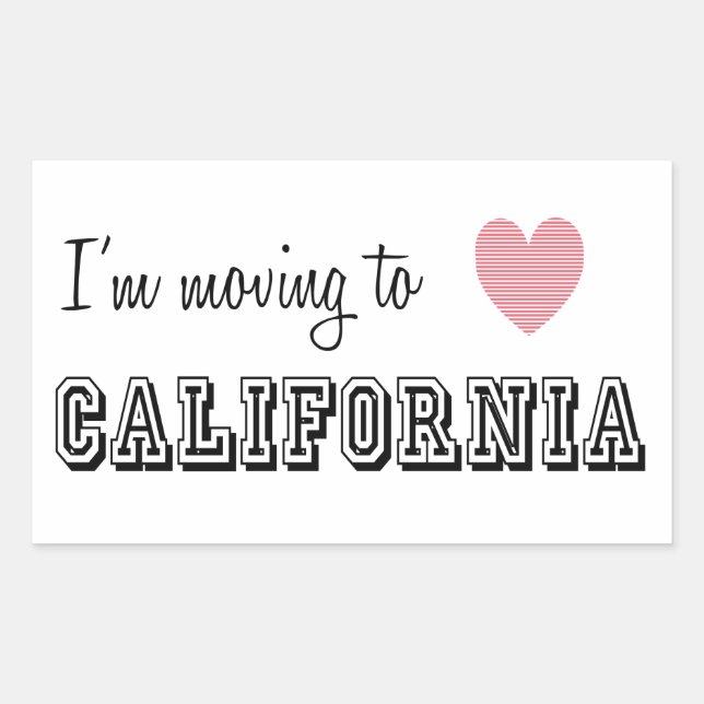 Pegatina Rectangular Me mudo a California (Anverso)