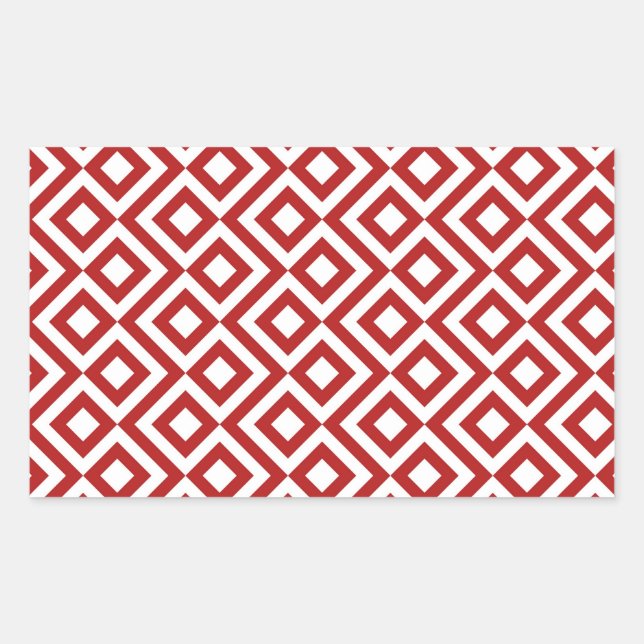 Pegatina Rectangular Meander rojo y blanco (Anverso)