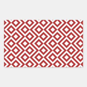 Pegatina Rectangular Meandro del rojo y del blanco