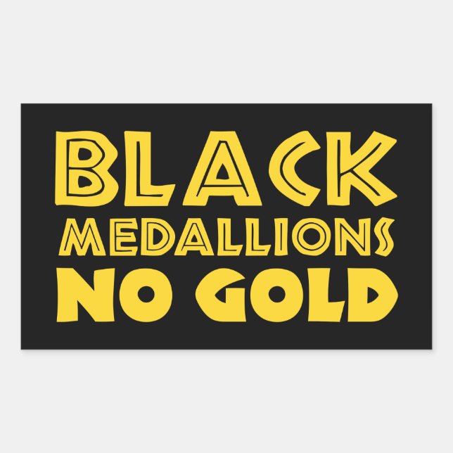 PEGATINA RECTANGULAR MEDALLONES NEGROS SIN ORO (Anverso)