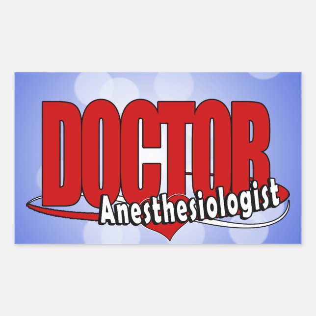Pegatina Rectangular Médica anestesiólogo BIG RED LOGO (Anverso)