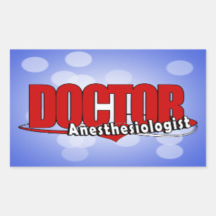 Pegatina Rectangular Médica anestesiólogo BIG RED LOGO