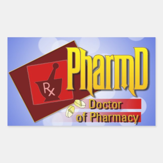 Pegatina Rectangular Médica de PharmD LOGO (Anverso)