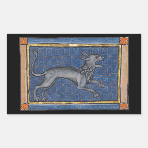 Pegatina Rectangular Medieval Bestiary Hyena c. 1270