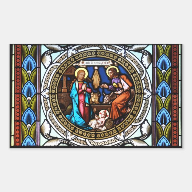 Pegatina Rectangular Mehrerau Collegiumskapelle Chapel Ventana Nativida (Anverso)