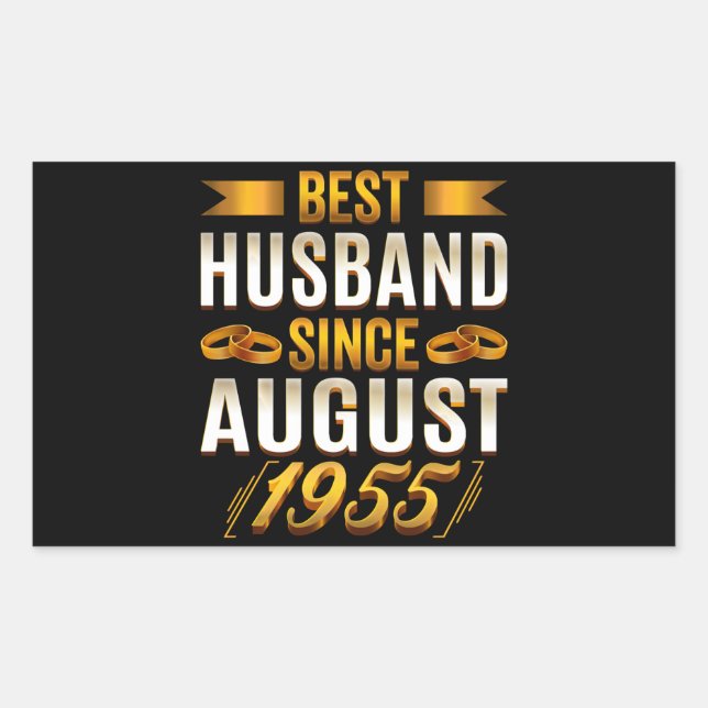 Pegatina Rectangular Mejor Esposo Desde Agosto De 1955 Funny Annivesary (Anverso)