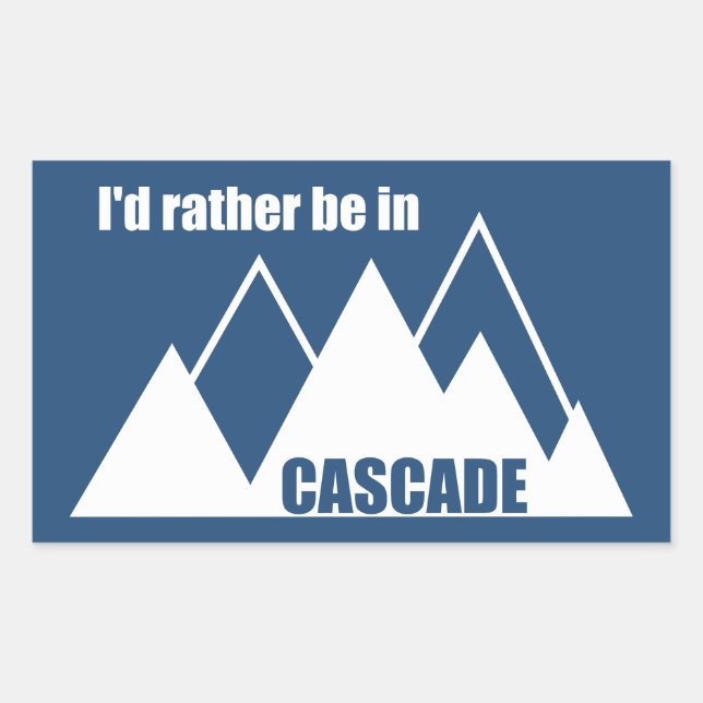 Pegatina Rectangular Mejor Estar En Cascade Idaho Montaña (Anverso)