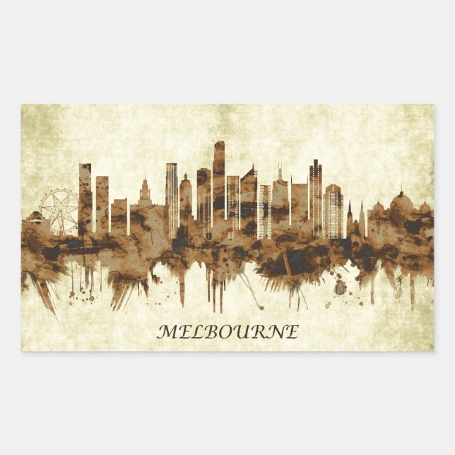 Pegatina Rectangular Melbourne Australia Cityscape (Anverso)