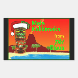 Pegatina Rectangular Mele Kalikimaka de Tiki Claus